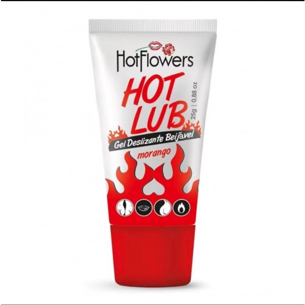 Hot Flowers Hot Lub Gel Deslizante Beijável Morango
