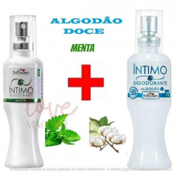 Kit Desodorante Íntimo Hot Flowers: Algodão Doce e Menta