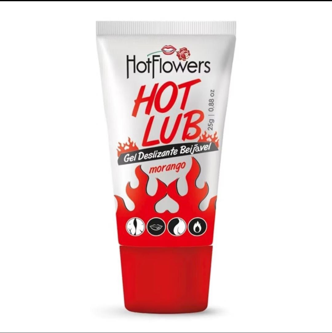 Hot Flowers Hot Lub Gel Deslizante Beijável Morango