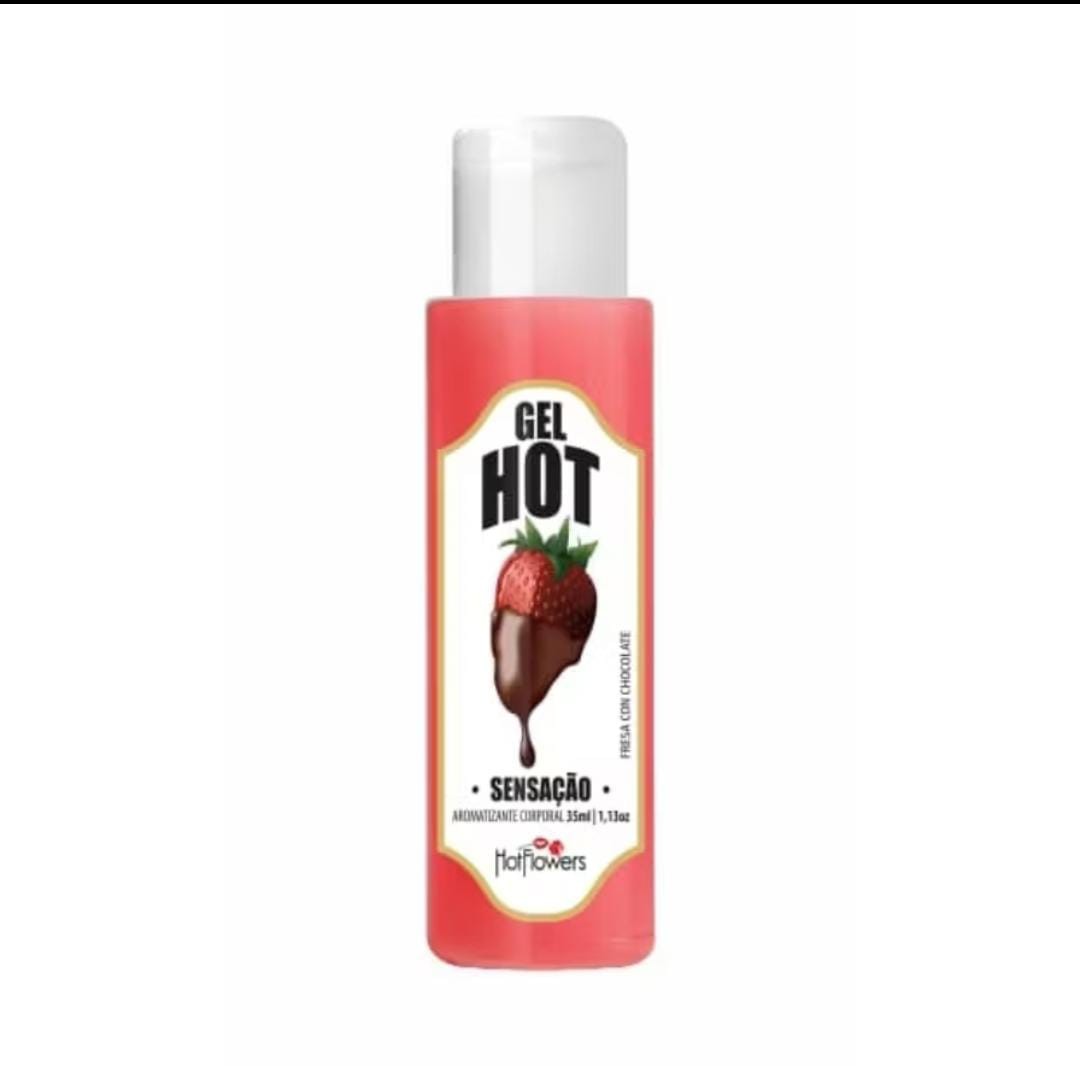 Gel Aromatizante Corporal Hot Flowers - Sensação Morango com Chocolate